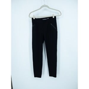 Betabrand Dress Pant Yoga Pants Black Skinny Leg Moto Zipper Pockets Womens S